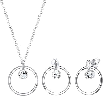 Parure de bijoux cercle de cristal géo en argent sterling 925, cristal, cristal