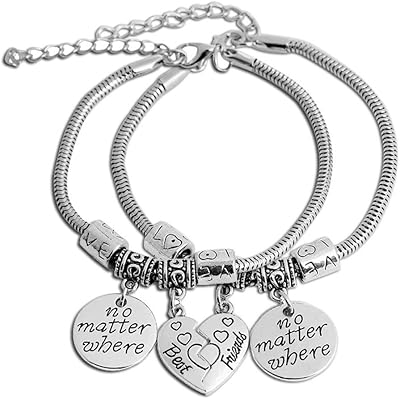 Bracelet avec l'expression 'best friends forever' plaqué argent de yellow chimes, contient une breloque en forme de cœur et se compose de 2 bracelets unisexes. La nouvelle ère du shopping sénégalais commence avec Diaytar