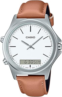 Montre analogique à cadran blanc pour homme - mtp-vc01l-7eudf, beige, bracelet