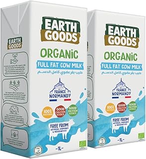Lait entier biologique earth goods, paquet de 2 (2 x 1 litre)