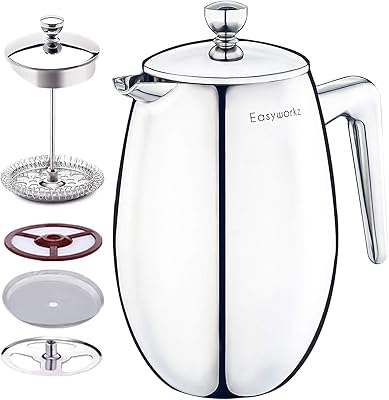 Cafetière thermique isolée à double paroi easyworkz nando french press 700 ml, cafetière