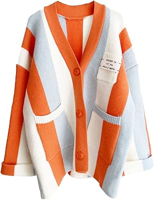Pull d'hiver tricoté à manches longues à rayures multicolores pour femme, style bohème
