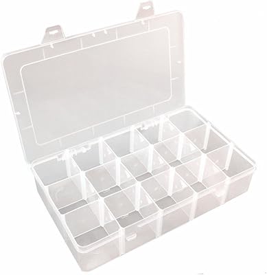 Boîte à bijoux en plastique transparent nizco avec séparateurs réglables 15 grilles (grande)