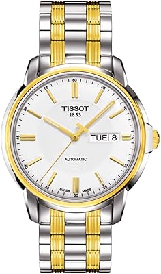 Montre tissot t-classic automatic iii pour homme analogique cadran blanc doré