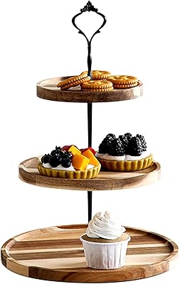 Support à gâteaux en bois à 3 niveaux, plateau décoratif de présentation