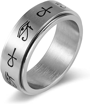 Hzman hommes femmes egypte oeil d'horus clé rotative ajustement fin bague en acier inoxydable. Diaytar : Des offres irrésistibles chaque jour