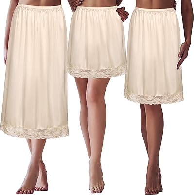 3 pièces pour femme en satin demi-slip large dentelle antistatique sous-jupe pour bas