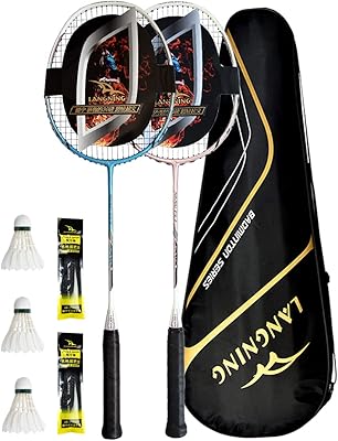 Ensemble de raquettes de badminton langning 2 pièces raquette légère en carbone