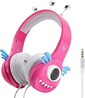 Casque filaire vcom pour enfants avec design alien monster avec niveau de volume limité à 92 db (couleur rose). Diaytar : Quand qualité rime avec économie