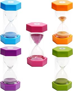 Paquet de 5 sablier coloré 1 3 5 10 30 minutes pour jouets