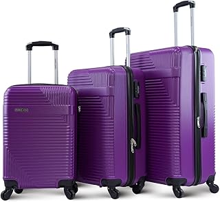 Ensemble de 3 bagages à roulettes légers en abs avec serrure pour hommes
