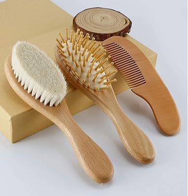 Ensemble de brosses à cheveux pour nouveau-né avec poils naturels doux pour le cuir