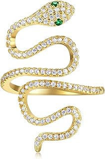 Bague serpent rios pour hommes femmes, zircone cubique plaqué or, bande animale ajustable