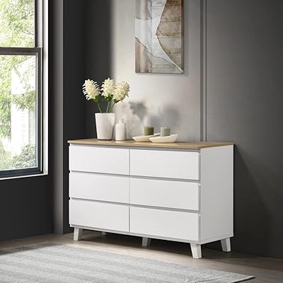 Armoire double home box, 6 tiroirs, avec pieds et sans miroir, taille 40