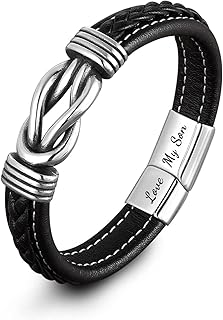 Bracelet en cuir tressé pour hommes, mère et fils liés pour toujours, bracelet