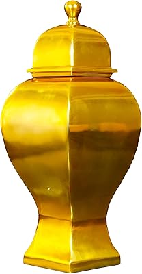 Pot de gingembre en céramique dorée, vase à fleurs (taille l)