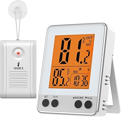 Thermomètre sans fil intérieur et extérieur, thermomètre numérique avec capteur à distance, rétroéclairage