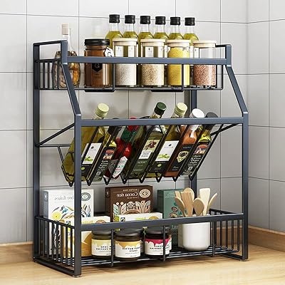 Étagère à épices de comptoir, organisateur d'étagère à épices à 3 couches, grand
