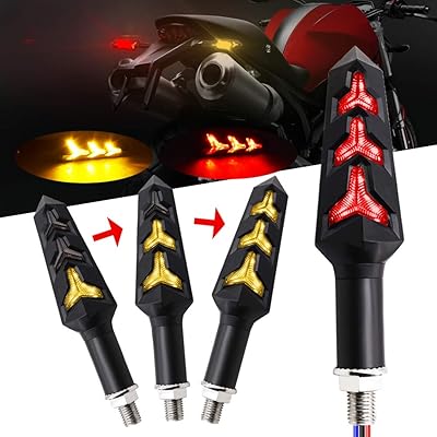2 pièces de clignotants en forme de y pour moto, feux arrière à led ambrés et feux de circulation drl rouges pour scooter yamaha suzuki kawasaki, étanche 12 v (ambre/rouge). Électroménager, mode, beauté... Diaytar a tout en stock