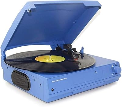 Roltin gramophone, platine vinyle à entraînement par courroie avec haut-parleur stéréo intégré, tourne-disque de style vintage, haut-parleur bluetooth intégré (bleu). Diaytar : Où chaque achat est une victoire pour votre budget