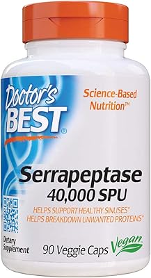 Doctor's best serapeptus, sans ogm, végétalien, sans gluten, soutient des sinus sains, 4000