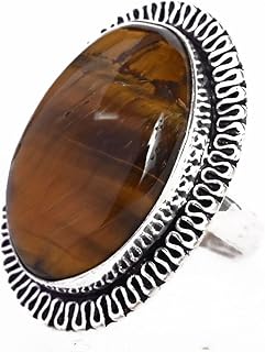 Bague réglable en pierre oeil de tigre pour homme et femme, pierres précieuses