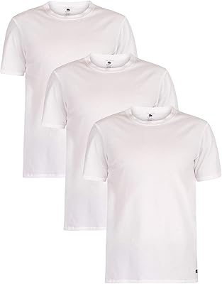 T-shirts à col rond en coton extensible pour hommes, paquet de 3 couches