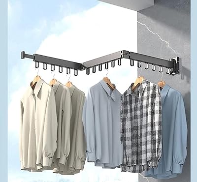 Cintre mural pliable skihzooc, étendoir à vêtements rétractable pour intérieur et extérieur