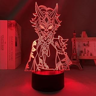 Genshin impact xiao 3d led illusion veilleuse, télécommande smart touch 16 couleurs vision
