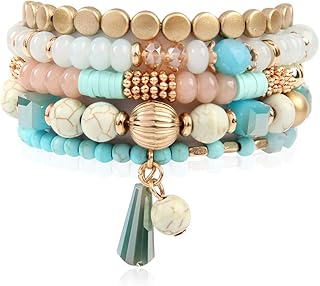 Bracelets de perles bohèmes multicouches raya fashion à boucles extensibles en cristal