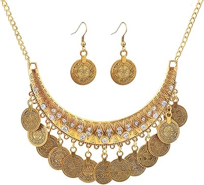Ensemble de bijoux en or antique 2 pièces ross, collier et boucles d'oreilles