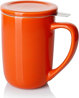 Tasse à thé en porcelaine de 16 oz avec infuseur et couvercle, tasse