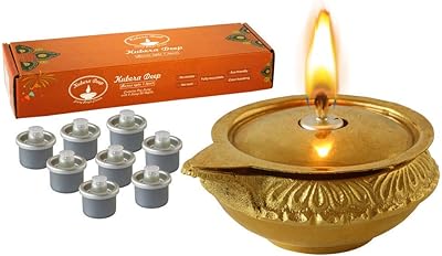 Lampe profonde lakshmi kubera - finition dorée, 1,1 x 2,15 x 2,57 pouces