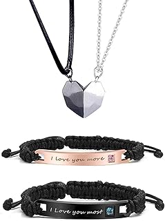Bracelet et collier pour couples 4 pièces, cadeaux pour lui et son collier