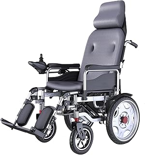 Fauteuil roulant électrique tout terrain pliable avec dossier haut avec appui-tête
