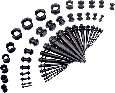 50 pièces 14g-00g kit d'extension d'oreille en acrylique jauges de tube