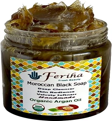 Savon noir marocain à l'huile d'argan bio de fariha, 100% naturel, savon beldi