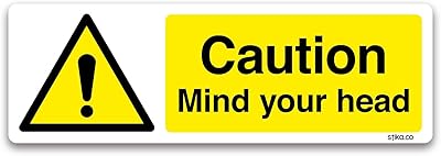 Ensemble de 2 panneaux d'avertissement mind head 200 x 60 mm autocollant