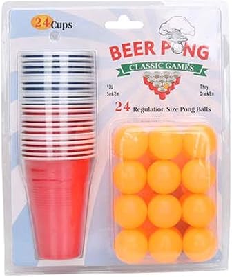 Ensemble beer pong n/z, 24 tasses et 24 balles de tennis de table