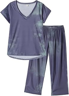 Ensemble pyjama capri grande taille pour femme avec pantalon capri, ensemble de nuit