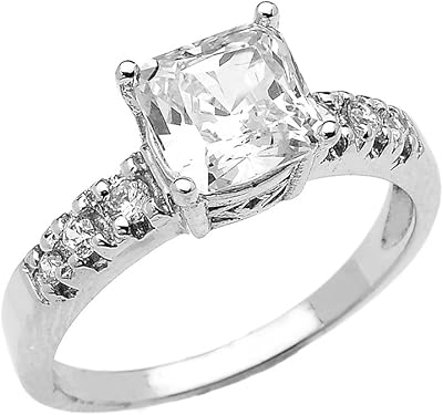 Bague de fiançailles solitaire en or blanc 10 carats avec diamants de 2,5