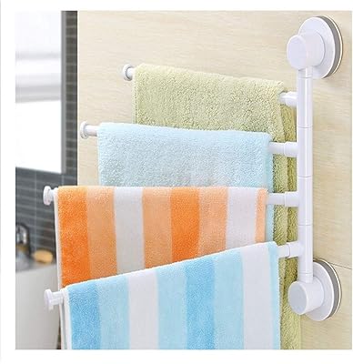 Porte-serviettes suspendu à 4 bras pour salle de bain, porte-serviettes pivotant à ventouse