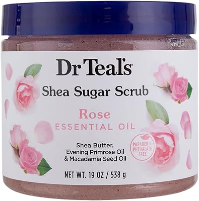 Exfoliant corporel au sucre de karité dr teal's, parfum rose 538 grammes