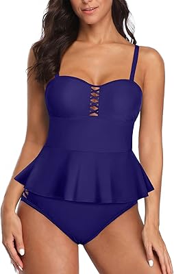 Maillot de bain tankini deux pièces pour femme, maillot de bain à basque