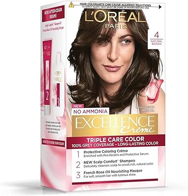 L'oréal paris excellence crème teinture capillaire, 4 châtain naturel/châtain foncé, 72 ml +