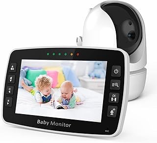 Moniteur pour bébé avec caméra et audio, écran vidéo 5 pouces avec télécommande
