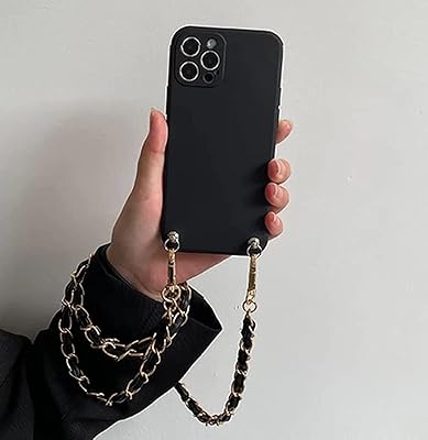 Étui mobile pour iphone 14 avec bracelet en cuir avec chaîne bandoulière, coque