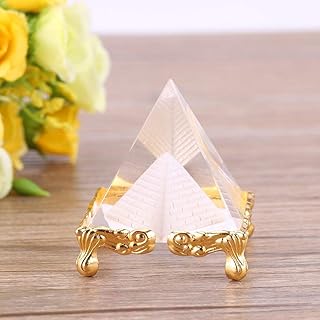 Pyramide feng shui en cristal transparent petrichor avec pieds dorés pour la prospérité