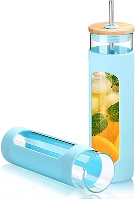 Bouteilles d'eau coderin 798 ml avec paille et couvercle en bambou