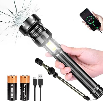 Lampe de poche tactique led rechargeable xhp90 haute luminosité 90 000 lumens